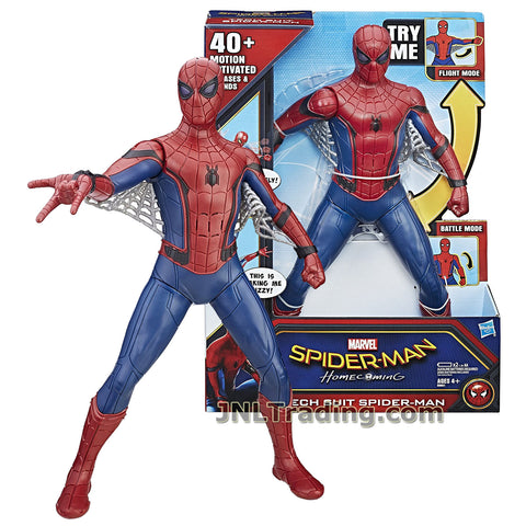 Marvel Year 2016 Spider-Man Homecoming Movie Series 15 Inch Tall Electronic Figure - TECH SUIT SPIDER-MAN with Light-Up Eyes and 40+ Motion Activated Phrases and Sounds