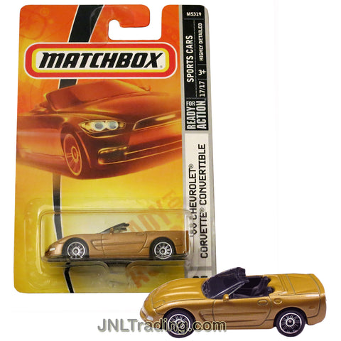 Matchbox Year 2007 Sports Cars Series 1:64 Scale Die Cast Metal Car #25 - Gold Color '00 CHEVROLET CORVETTE CONVERTIBLE M5319