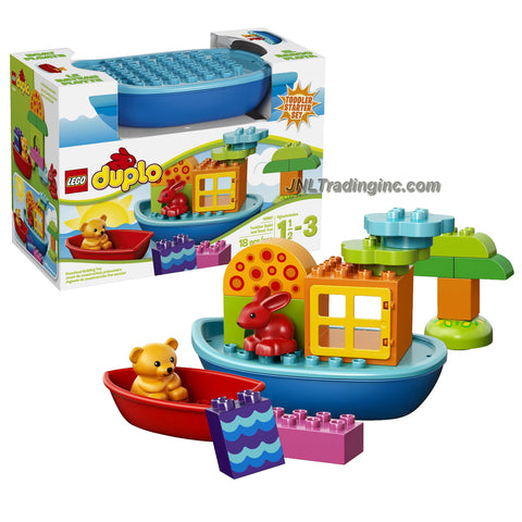 Lego Duplo Year 2014 Toddler Starter Set #10567 - TODDLER BUILD AND BOAT FUN with 2 Boats Plus Red Rabbit and Cute Bear Figure (Total Pieces: 18)