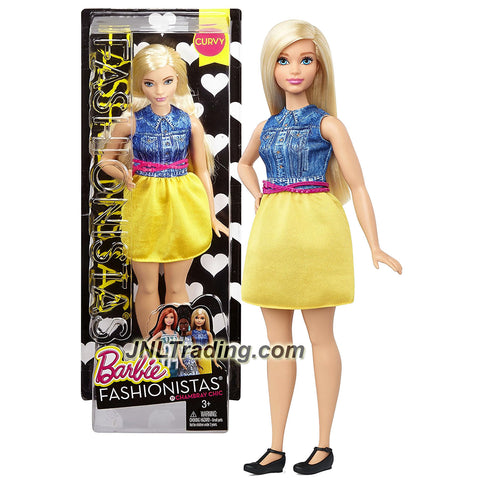 Mattel Year 2015 Barbie Fashionistas Series 12 Inch Doll - Curvy Blonde (DMF24) in Chambray Chic Outfit