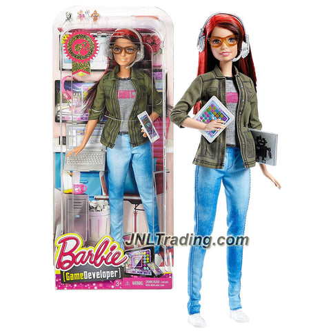Mattel Year 2015 Barbie Career Series 12 Inch Doll - Teresa as GAME DEVELOPER DMC33 with Glasses, Headset, Tablet and Laptop