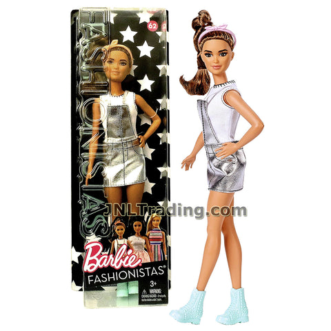 Barbie Year 2016 Fashionistas Series 11 Inch Doll - Petite Hispanic BARBIE DYY92 in Sweet for Silver Jumper Dress with Pink Hairband