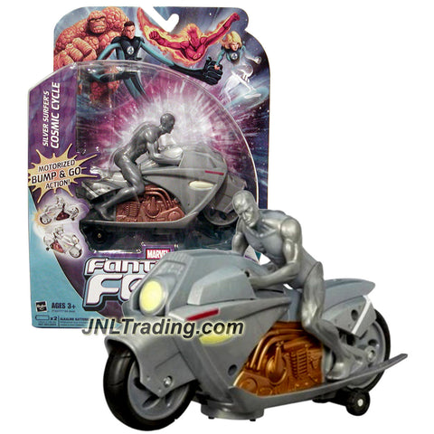 Hasbro Year 2007 Marvel Fantastic Four Series 7-1/2 Inch Long Motorized Bump and Go Vehicle Set - SILVER SURFER'S COSMIC CYCLE