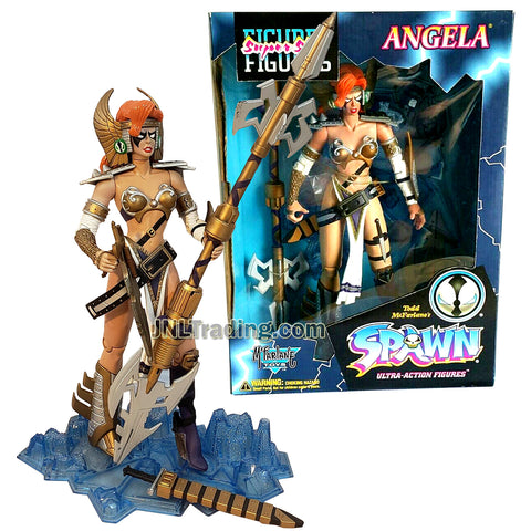 Year 1996 McFarlane Toys Spawn Series 12 Inch Tall Super Size Figure : ANGELA with Spear, Sword and Display Base