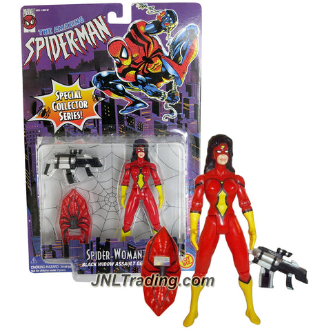 ToyBiz Year 1996 Marvel The Amazing Spider-Man Special Collector Series 5 Inch Tall Action Figure : SPIDER-WOMAN with Black Widow Assault Gear