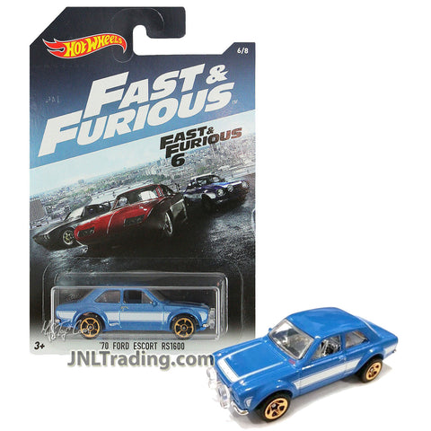 Year 2016 Hot Wheels Fast & Furious 6 Series 1:64 Scale Die Cast Car 6/8 - Blue Rally Sport Coupe '70 FORD ESCORT RS1600