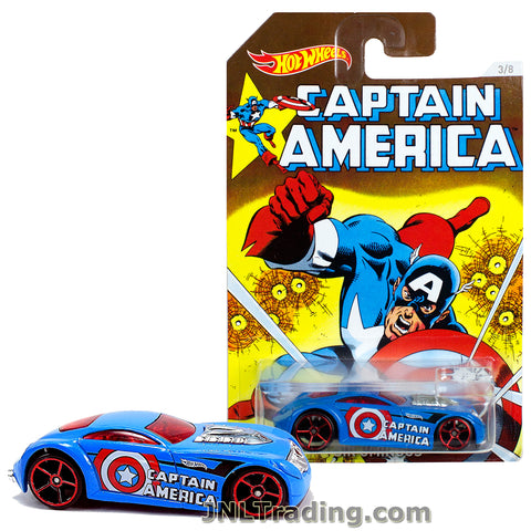 Hot Wheels Year 2015 Captain America Series 1:64 Scale Die Cast Car Set 3/8 - Blue Color Roadster SIR OMINOUS DJK77