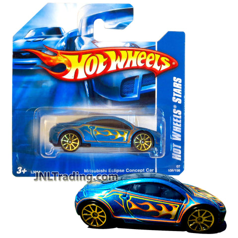 Year 2007 Hot Wheels Stars Series 1:64 Scale Die Cast Car Set - Blue Sports Coupe MITSUBISHI ECLIPSE CONCEPT CAR with Flame Deco