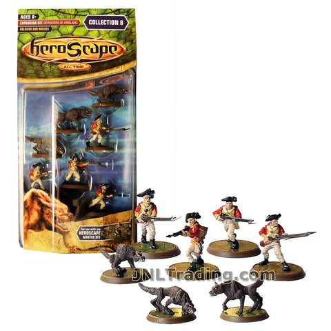 Heroscape Year 2007 Defenders of Kinsland Series Expansion Set - SOLDIERS and WOLVES with 3 Wolves of Badru, 4 Soldiers of 10th Regiment of Foot and 2 Cards
