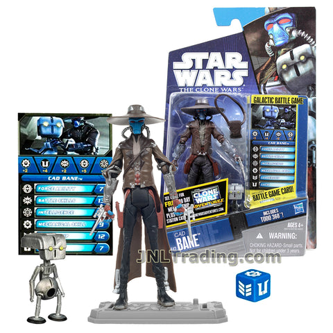 Star Wars Year 2010 Galactic Battle Game The Clone Wars Series 4 Inch Tall Figure - CAD BANE CW42 with Blasters, Bag, TODO 360 Droid, Battle Game Card, Die and Display Base