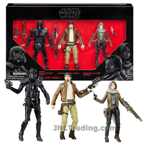 Star Wars Year 2016 The Black Series Exclusive 3 Pack 6 Inch Tall Figure Set - IMPERIAL DEATH TROOPER, CAPTAIN CASSIAN ANDOR and SERGEANT JYN ERSO (Jedha) with Blaster Guns and Rifles