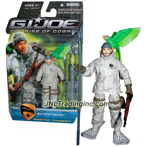 Hasbro Year 2009 GI JOE Movie Series "The Rise of Cobra" 4 Inch Tall Action Figure - Arctic Threat SHIPWRECK with Parrot Pet "Polly", Rifle, Pike, Snow Sandals, Backpack, Grappling Hook Launcher and Display Stand