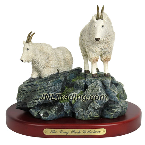 Amy and Addy The Gray Rock Collection Series Wildlife Animal Resin Decorative Statue - MOUNTAIN GOAT COUPLE ON ROCK Sculpture with Base