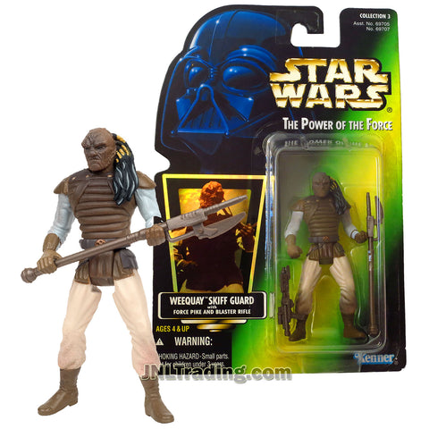 Star Wars Year 1996 Power of The Force Series 4 Inch Tall Figure - WEEQUAY SKIFF GUARD with Force Pike and Blaster Rifle