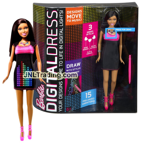 Year 2013 Barbie Digital Dress Series 12 Inch Doll Set - African American Model NIKKI Y8179 with Light Up LED Dress and Stylus