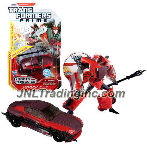 Hasbro Year 2011 Transformers Robots in Disguise Prime Series 1 Deluxe Class 6 Inch Tall Robot Action Figure #7 - Decepticon KNOCK OUT with Snap-On Battle Spear that Splits into Twin Battle Spikes (Vehicle Mode: Sports Car)