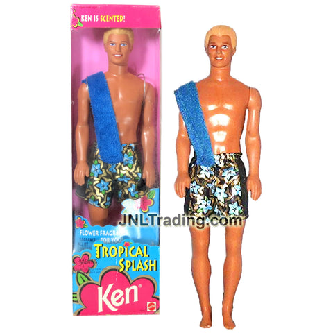 Year 1994 Barbie Tropical Splash Series 12 Inch Doll - Scented KEN with Towel and Bottle of Fragrance
