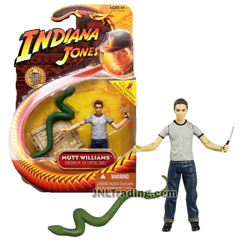 Indiana Jones Year 2008 Kingdom of the Crystal Skull Series 4 Inch Tall Figure - MUTT WILLIAMS in T-Shirt with Dagger Plus Green Snake and Hidden Relic Accessories