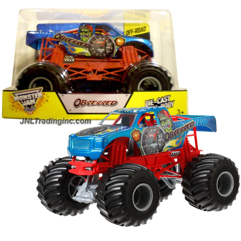 Hot Wheels Year 2014 Monster Jam 1:24 Scale Die Cast Metal Body Official Monster Truck Series #BGH45 - OBSESSED with Monster Tires, Working Suspension and 4 Wheel Steering (Dimension : 7" L x 5-1/2" W x 4-1/2" H)
