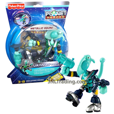 Year 2008 Planet Heroes Metallic Squad Series 6-1/2 Inch Tall Action Figure - URANUS YURI with Magnetic Tail, Suction Cup Feet, Suction Cup Launcher, Trading Card and Volume 3 Comic Book