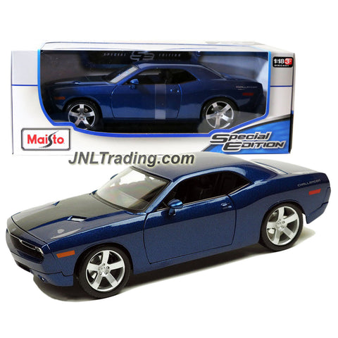 Maisto Special Edition Series 1:18 Scale Die Cast Car Set - Navy Blue Muscle Coupe 2006 DODGE CHALLENGER CONCEPT with Base (Dimension: 10" x 4" x 3")