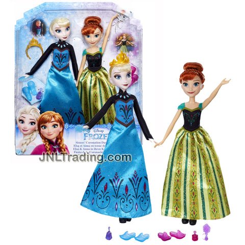 Hasbro Year 2015 Disney Frozen Series 2 Pack 12 Inch Doll Set - SISTERS' CORONATION DAY CELEBRATION with Elsa and Anna Plus Tiara and Many Accessories