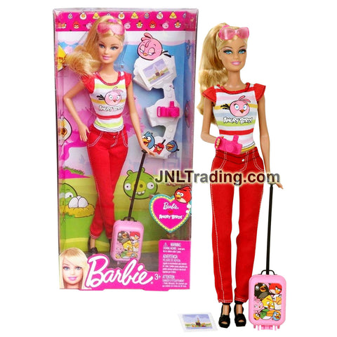 Year 2012 Barbie Angry Birds Series 12 Inch Doll - Caucasian Model Y8722 with Tablet, Camera and Suitcase