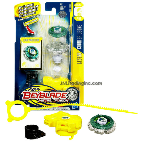 Hasbro Year 2010 Beyblade Metal Fusion High Performance Battle Tops - Defense 145D BB04 LEGEND COUNTER LEONE with Face Bolt, Leone Energy Ring, Counter Fusion Wheel, High Profile 145 Spin Track, Defense D Performance Tip and Ripcord Launcher Plus Online Code