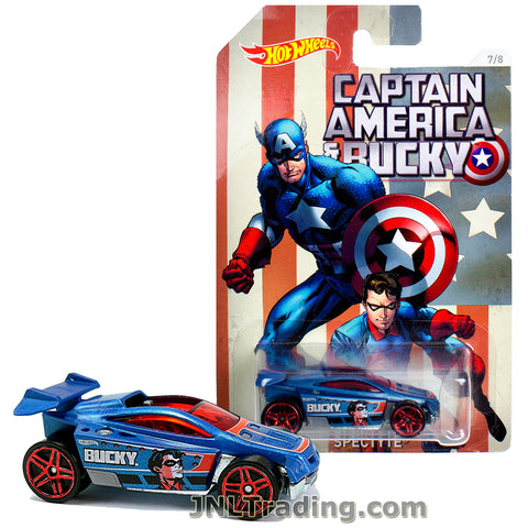 Hot Wheels Year 2015 Captain America Series 1:64 Scale Die Cast Car Set 7/8 - BUCKY Blue Compact Car SPECTYTE DJK80