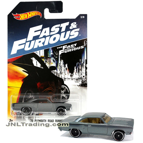 Year 2016 Hot Wheels The Fast and The Furious Series 1:64 Scale Die Cast Car 3/8 - Grey Classic Muscle Car '70 PLYMOUTH ROAD RUNNER