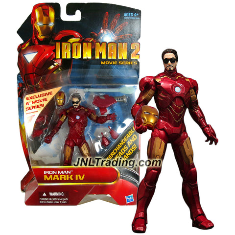 Hasbro Year 2007 Iron Man 2 Movie 6 Inch Tall Exclusive Figure - IRON MAN MARK IV with Helmet, Interchangeable Heads & Hands and Repulsor Blast