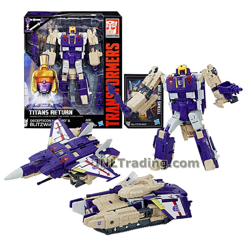 Transformers Year 2016 Generations Titans Return Voyager Class 7 Inch Tall Figure - DECEPTICON HAZARD and BLITZWING with Blaster, Sword and Card (Alt Mode: Jet and Tank)