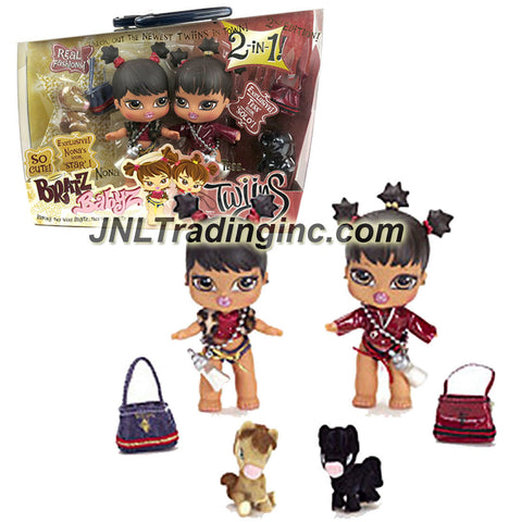 MGA Entertainment Bratz Babyz Twiins Series 2nd Edition 2 Pack 5 Inch Doll - Twins NONA and TESS with 2 Purse and 2 Pets Icon Star and Solo