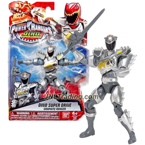 Bandai Year 2015 Saban's Power Rangers Dino Super Charge Series 5 Inch Tall Action Figure - Dino Super Drive GRAPHITE RANGER with Sword