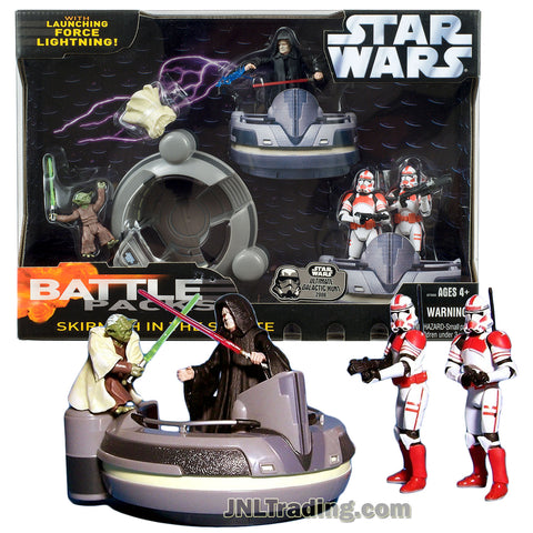Star Wars Year 2006 Revenge of the Sith Battle Packs Series 4 Inch Tall Figure Set - SKIRMISH IN THE SENATE with Yoda, Emperor Palpatine and 2 Shock Troopers Plus Senate Pod