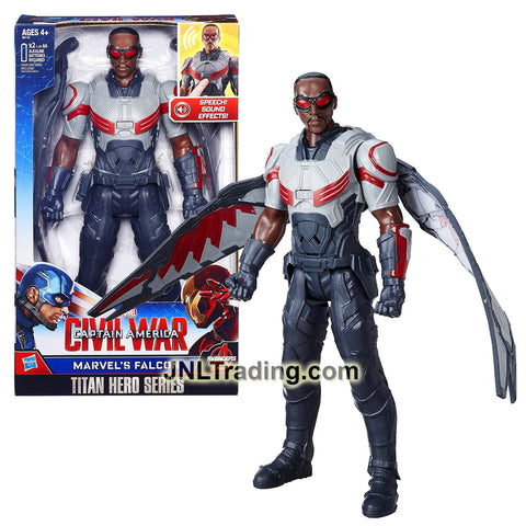 Year 2015 Marvel Captain America Civil War Titan Hero Series 12 Inch Tall Electronic Figure - MARVEL'S FALCON with Detachable Wings and Sounds FX