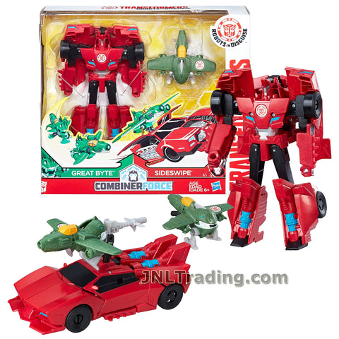 Transformers Year 2016 Robots in Disguise Combiner Force Series 5-1/2 Inch Tall Figure Activator Set - SIDESWIPE (6 Step Changer) with GREAT BYTE (1 Step Changer)