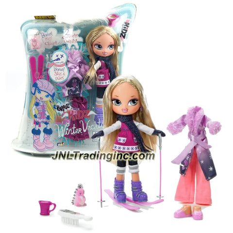 MGA Entertainment Bratz Kidz Winter Vacation Series 7 Inch Doll Set - CLOE with 2 Complete Outfits, Shoes, Skis, Poles, Mug, Hairbrush and Keychain