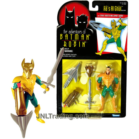 Kenner Year 1995 DC Comics "The Adventure of Batman and Robin" Animated Series 5 Inch Tall Action Figure - RA'S AL GHUL with Mask, Combat Sword and Strike Shooter