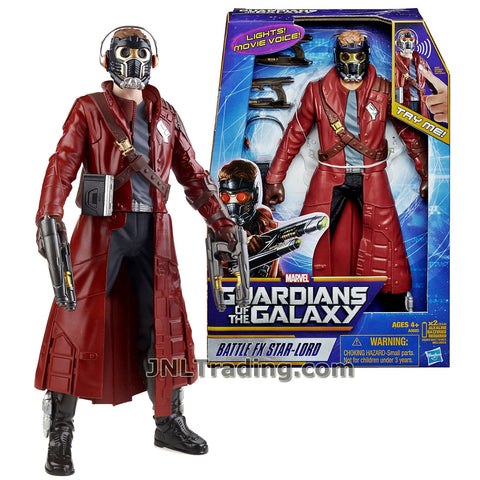 Marvel Year 2013 Guardians of the Galaxy Movie Series 12 Inch Tall Electronic Figure - BATTLE FX STAR-LORD with Light Up Eyes and Sounds Plus 2 Quad Blasters and Walkman with Headphones