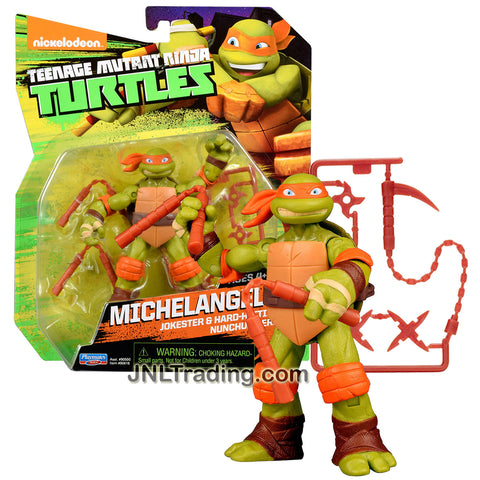 Playmates Year 2015 Teenage Mutant Ninja Turtles TMNT 5 Inch Tall Figure - Jokester & Hard Hitting Nunchuck Hero MICHELANGELO with Nunchucks, Kusarigama and Shurikens