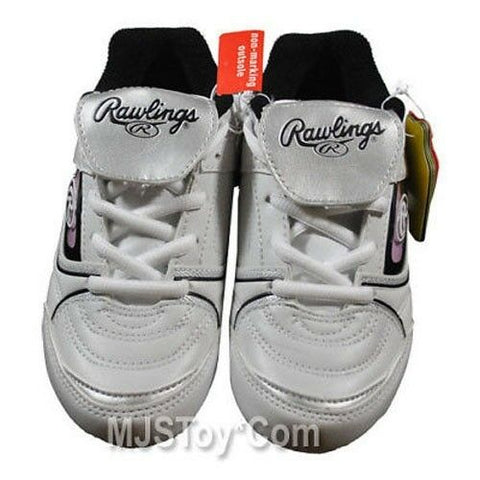 NIB Rawlings WHITE BASEBALL CLEATS Shoes CLEATED Shoe Kids Size