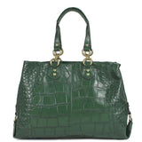 NWT Coach ASHLEY EMBOSSED Green CROC Leather CARRYALL Handbag Purse Bag Tote