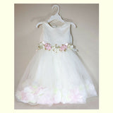 NEW White Pink Flower Petal Beautiful Summer Girl Tulle Ball Gown Dress 3T/ 8T