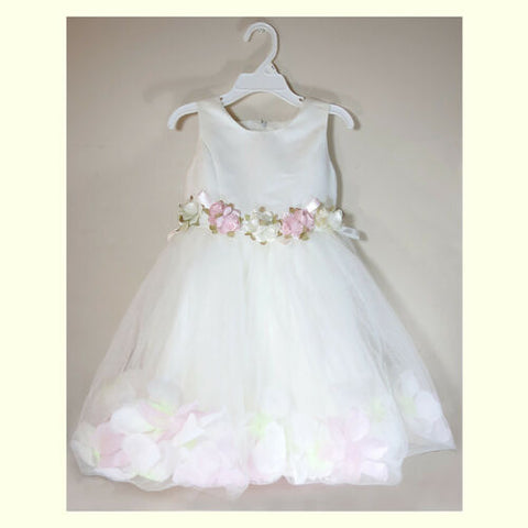 NEW White Pink Flower Petal Beautiful Summer Girl Tulle Ball Gown Dress 3T/ 8T