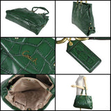 NWT Coach ASHLEY EMBOSSED Green CROC Leather CARRYALL Handbag Purse Bag Tote