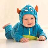 NWT Carter's 2 Pcs Halloween Blue Monster Warm Bubble Baby Fleece Hooded Costume
