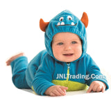 Carter's 2 Pcs Halloween Blue Monster Warm Bubble Baby Fleece Hooded Costume