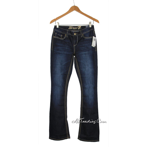 SEVEN 7 Women's Boot Cut Denim Reborn Blue Back Flap Pocket Jeans Pant –  JNL Trading