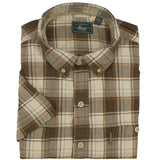 GH Bass Rock River Texture Men's Short Sleeve Plaid 100% Cotton Shirt